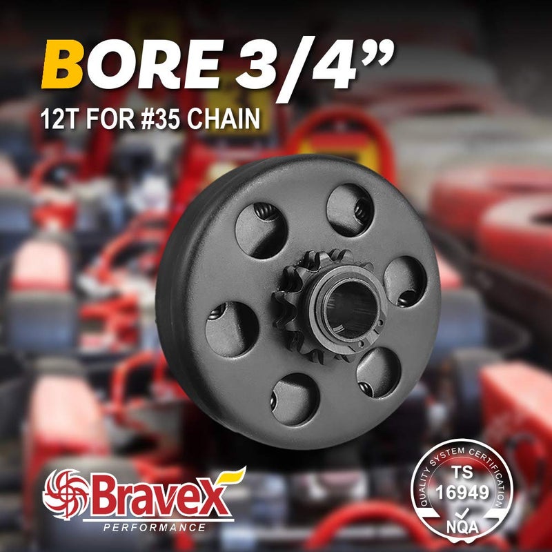 Bravex Centrifugal Clutch 12T 3/4" BORE Chain #35 for Predator Honda GX160 GX200, Go Kart Fun Kart Mini Bike 12 Tooth - Image 1